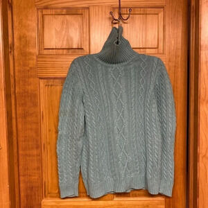 Croft & Barrow Turquoise Comfy Cable Knit Turtleneck Sweater Size Large